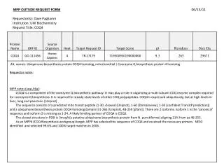 MPP OUTSIDE REQUEST FORM 06/13/11 Requestor(s ): Dave Pagliarini Institution: UW Biochemistry