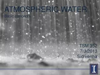 ATMOSPHERIC WATER Basic concepts