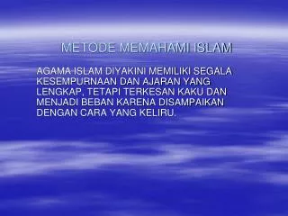 metode memahami islam