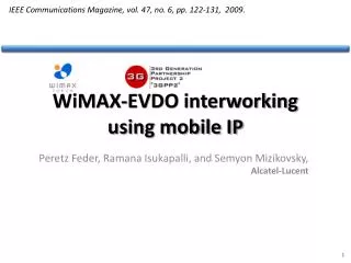 WiMAX-EVDO interworking using mobile IP