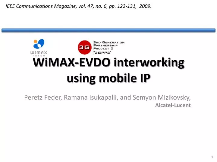 wimax evdo interworking using mobile ip