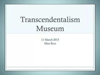 Transcendentalism Museum