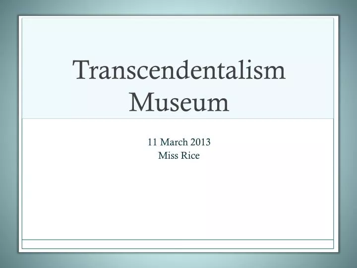 transcendentalism museum