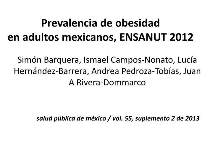 prevalencia de obesidad en adultos mexicanos ensanut 2012