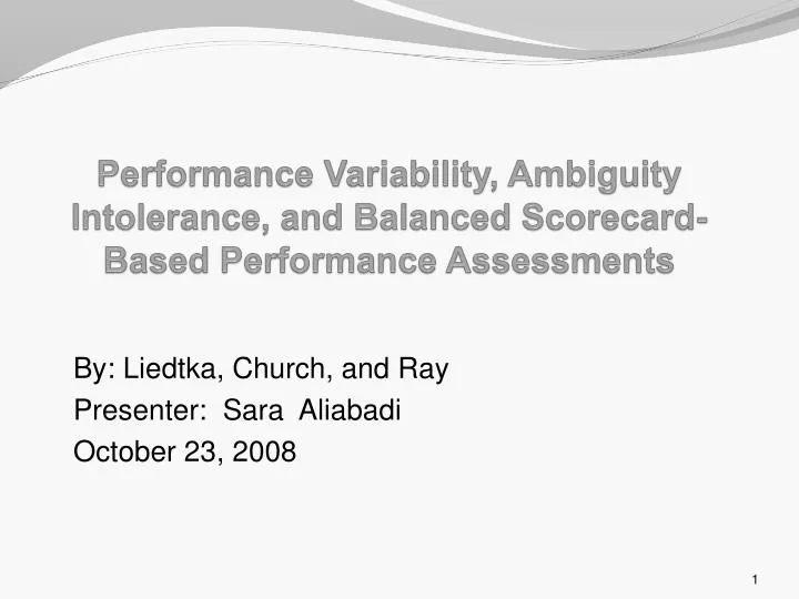 performance variability ambiguity intolerance and balanced scorecard based performance assessments