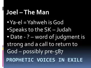 ProphEtic Voices in Exile