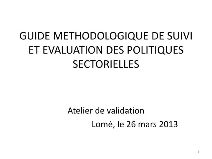guide methodologique de suivi et evaluation des politiques sectorielles