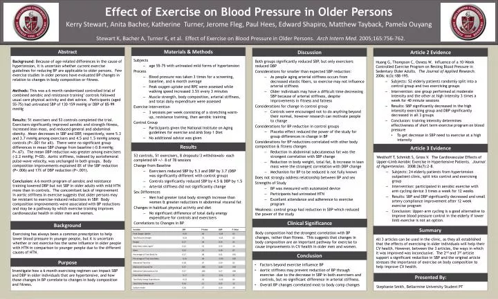 effect of exercise on blood pressure in older persons