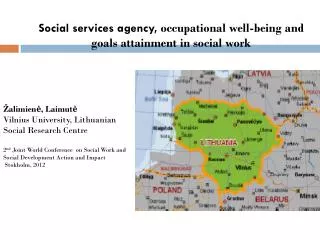 Social services agency, occupational well-being and goals attainment in social work
