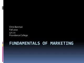 Fundamentals of Marketing