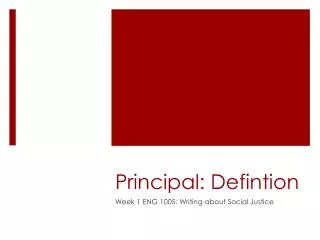 Principal: Defintion