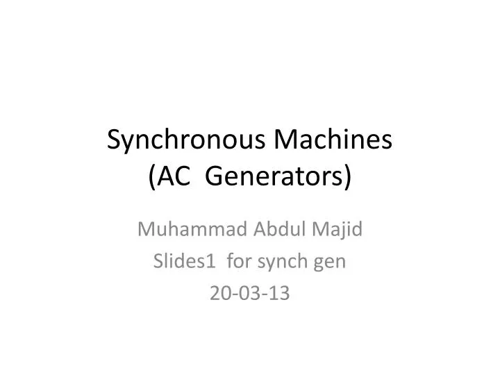 synchronous machines ac generators