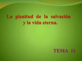 la plenitud de la salvaci n y la vida eterna