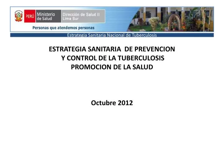 estrategia sanitaria de prevencion y control de la tuberculosis promocion de la salud octubre 2012