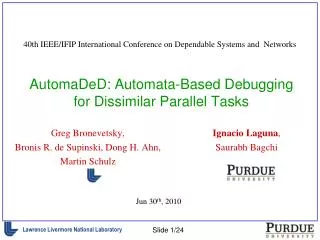AutomaDeD: Automata-Based Debugging for Dissimilar Parallel Tasks