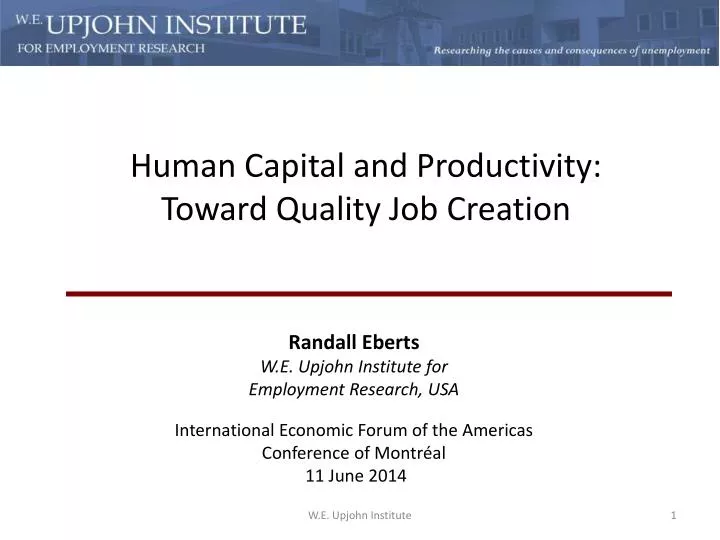 human capital and productivity toward quality job creation