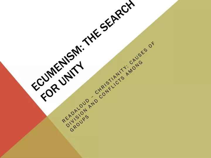 ecumenism the search for unity