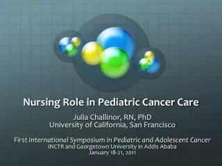 Nursing Role in Pediatric Cancer Care