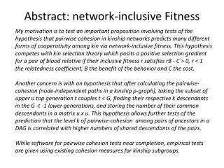 Abstract: network-inclusive Fitness