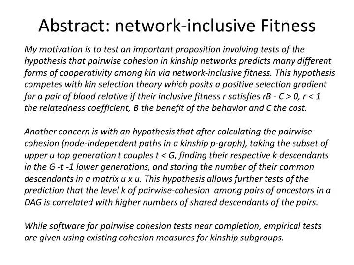 abstract network inclusive fitness