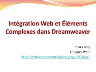 int gration web et l ments complexes dans dreamweaver