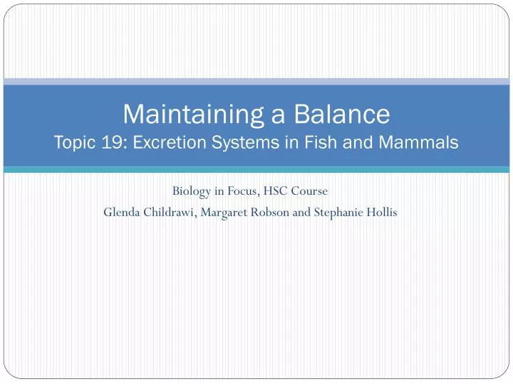 maintaining a balance topic 19 excretion systems in fish and mammals