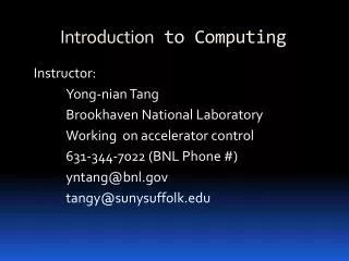 Introduction to Computing