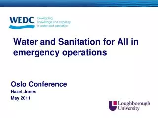 Water and Sanitation for All in emergency operations