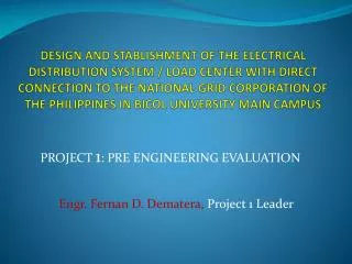 PROJECT 1 : PRE ENGINEERING EVALUATION