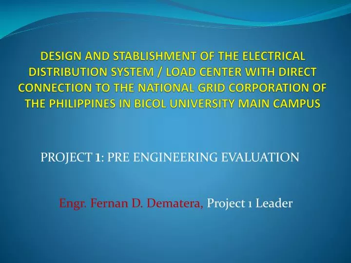 project 1 pre engineering evaluation