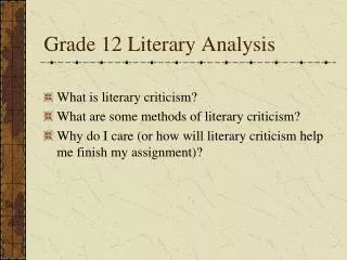 Grade 12 Literary Analysis