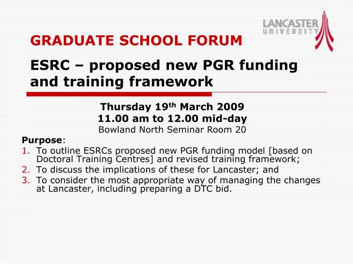 graduate school forum esrc proposed new pgr funding and training framework