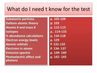 what do i need t know for the test