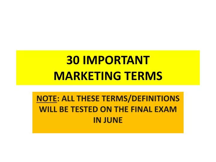 30 important marketing terms