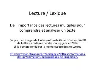 lecture lexique de l importance des lectures multiples pour comprendre et analyser un texte