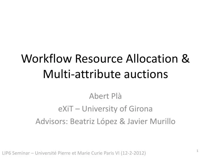 workflow resource allocation multi attribute auctions