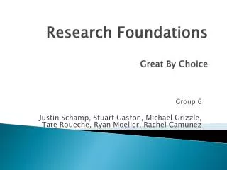 Research Foundations Great By Choice