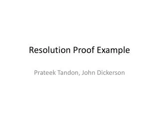 Resolution Proof Example