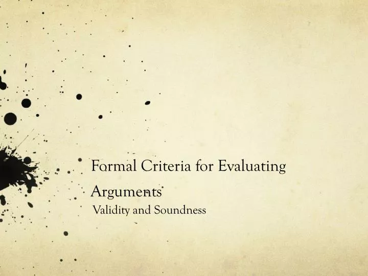 formal criteria for evaluating arguments
