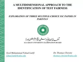 A MULTIDIMENSIONAL APPROACH TO THE IDENTIFICATION OF TEST FAIRNESS