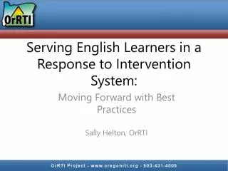 Serving English Learners in a Response to Intervention System: