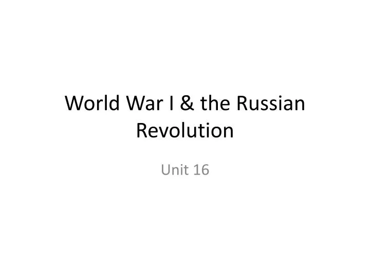 world war i the russian revolution