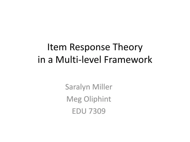 item response theory in a multi level framework