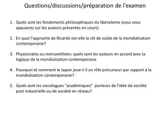 questions discussions pr paration de l examen