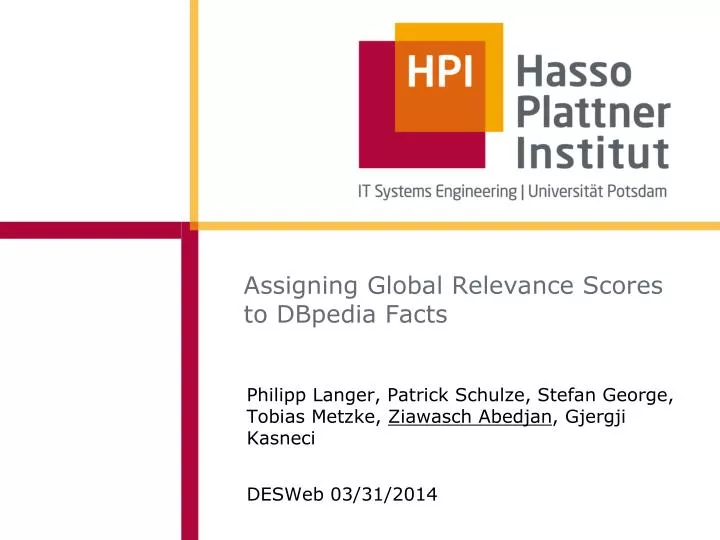 assigning global relevance scores to dbpedia facts