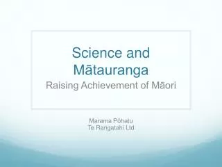 Science and M?tauranga