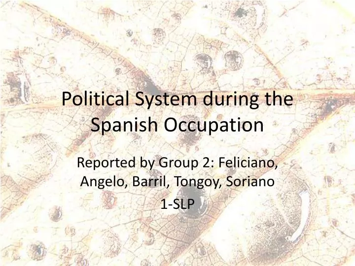 political system during the spanish occupation