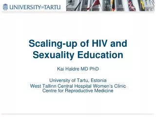 Scaling-up of HIV and Sexuality Education