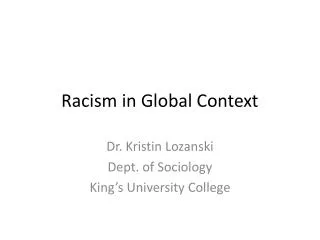 Racism in Global Context
