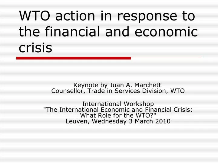 wto action in response to the financial and economic crisis